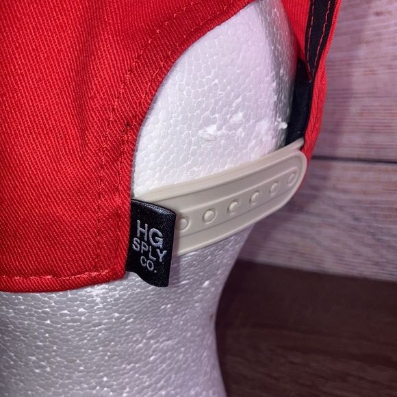 Mens Red Adjustable Already Design Co Hat w/ Fort Worth’s HG Supply Co Logo - Picture 6 of 11